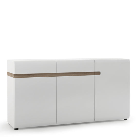 Claudia Living 2 Drawer 3 Door Sideboard in White with a Truffle Oak Trim