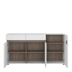Claudia Living 2 Drawer 3 Door Sideboard in White with a Truffle Oak Trim