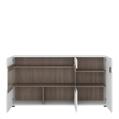 Claudia Living 3 Door Glazed Sideboard in White with a Truffle Oak Trim