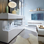 Claudia Living 3 Door Glazed Sideboard in White with a Truffle Oak Trim