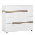 Claudia Bedroom 4 Drawer Chest in White with a Truffle Oak Trim