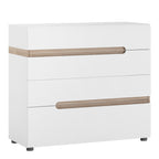 Claudia Bedroom 4 Drawer Chest in White with a Truffle Oak Trim
