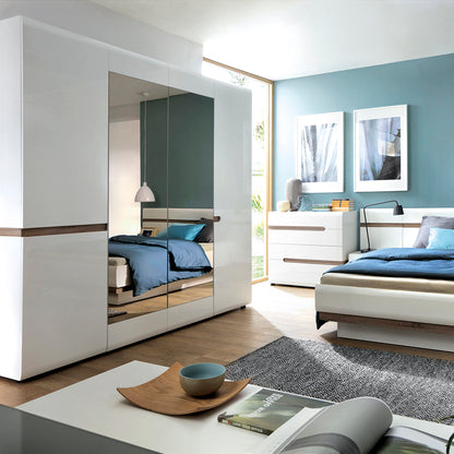 Claudia Bedroom 4 Drawer Chest in White with a Truffle Oak Trim