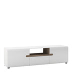 Claudia Living Wide TV Unit in White with a Truffle Oak Trim
