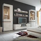 Claudia Living Wall Shelf in White with a Truffle Oak Trim