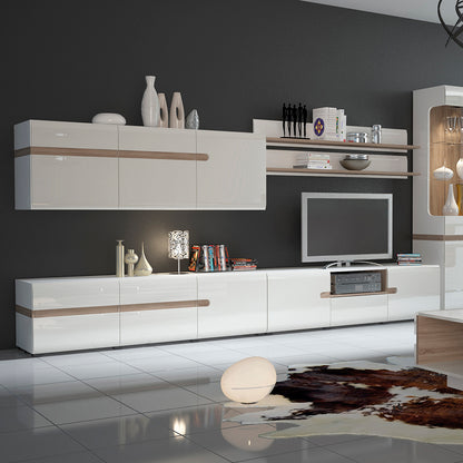 Claudia Living Wall Shelf in White with a Truffle Oak Trim