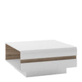 Claudia Living Small Designer Coffee Table in White with a Truffle Oak Trim