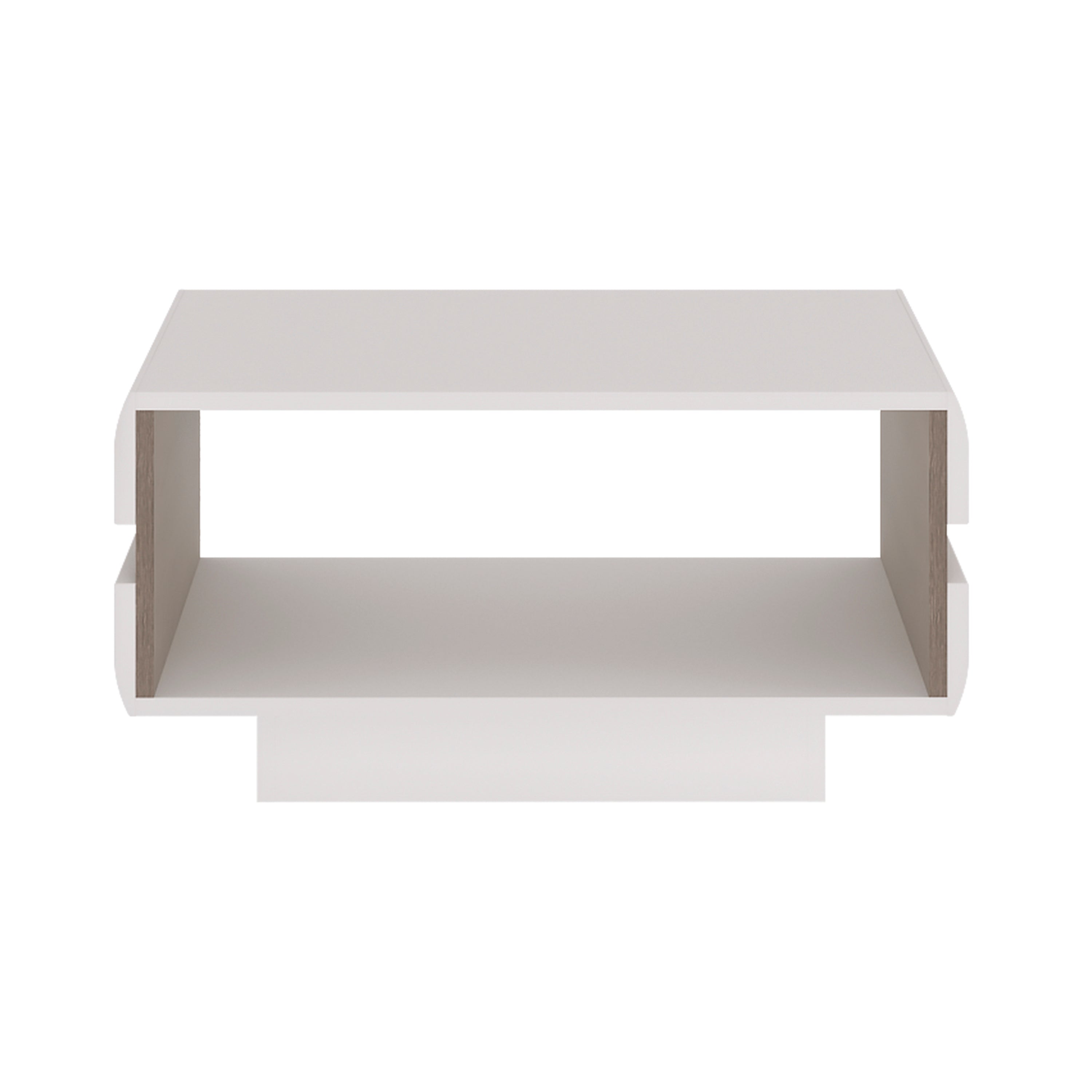Claudia Living Small Designer Coffee Table in White with a Truffle Oak Trim