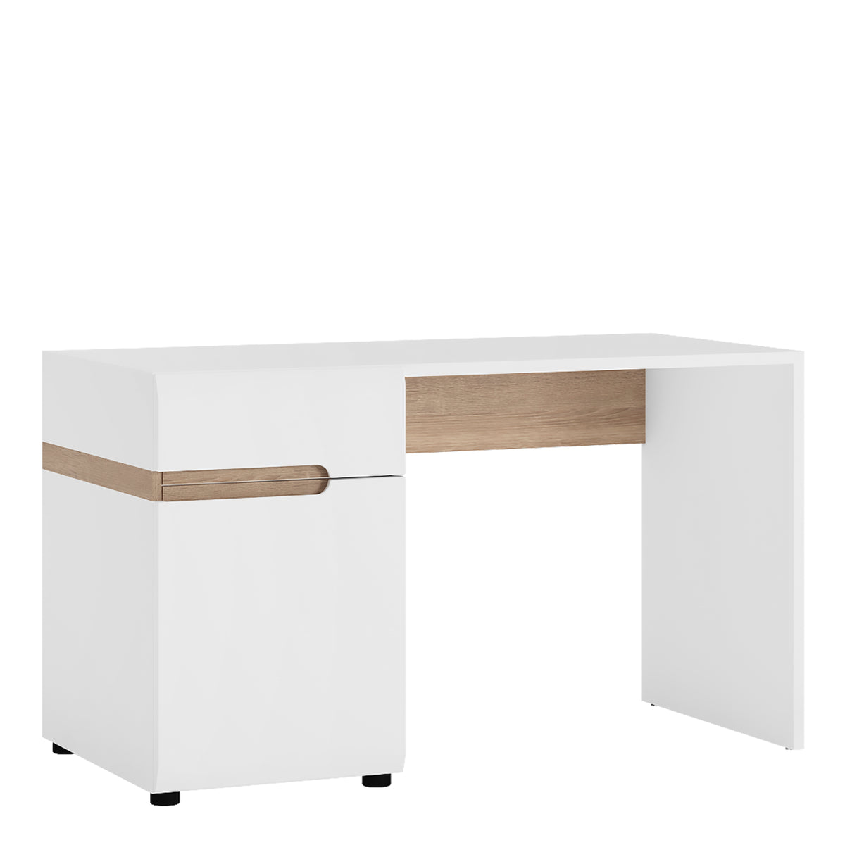 Claudia Bedroom Desk/Dressing Table in White with a Truffle Oak Trim