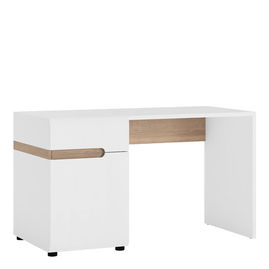 Claudia Bedroom Desk/Dressing Table in White with a Truffle Oak Trim
