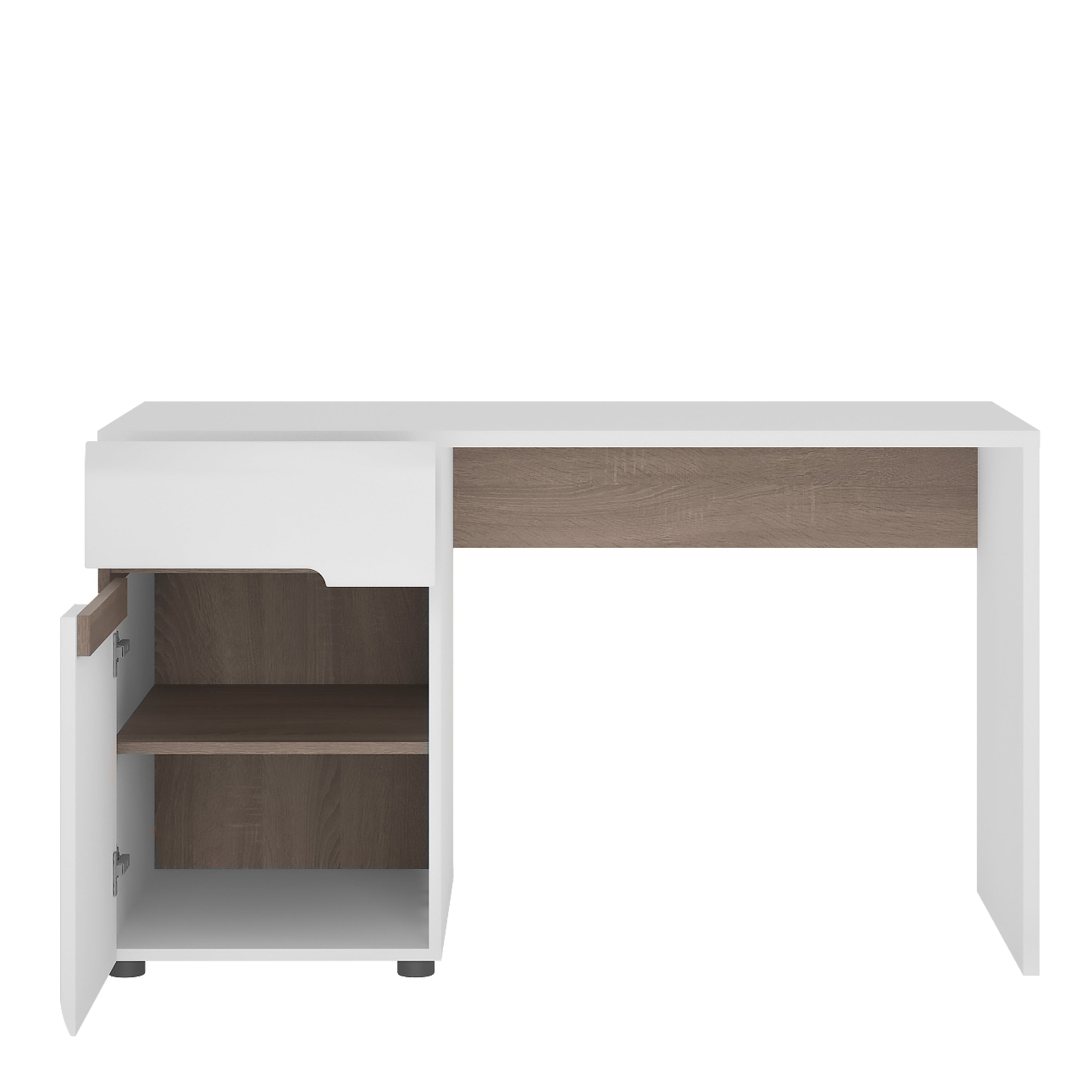 Claudia Bedroom Desk/Dressing Table in White with a Truffle Oak Trim