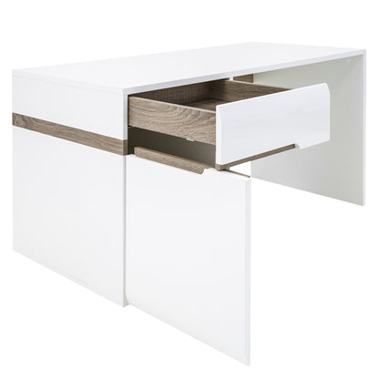 Claudia Bedroom Desk/Dressing Table in White with a Truffle Oak Trim