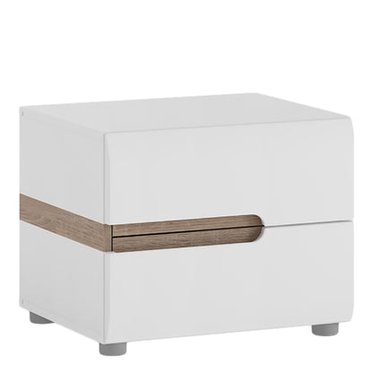 Claudia Bedroom 2 Drawer Bedside in White with a Truffle Oak Trim