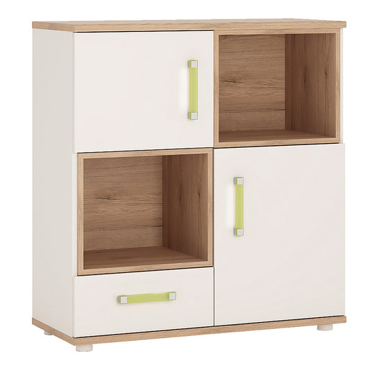 Best 4 Kids 2 Door 1 Drawer Cupboard with 2 Open Shelves with Lemon Handles