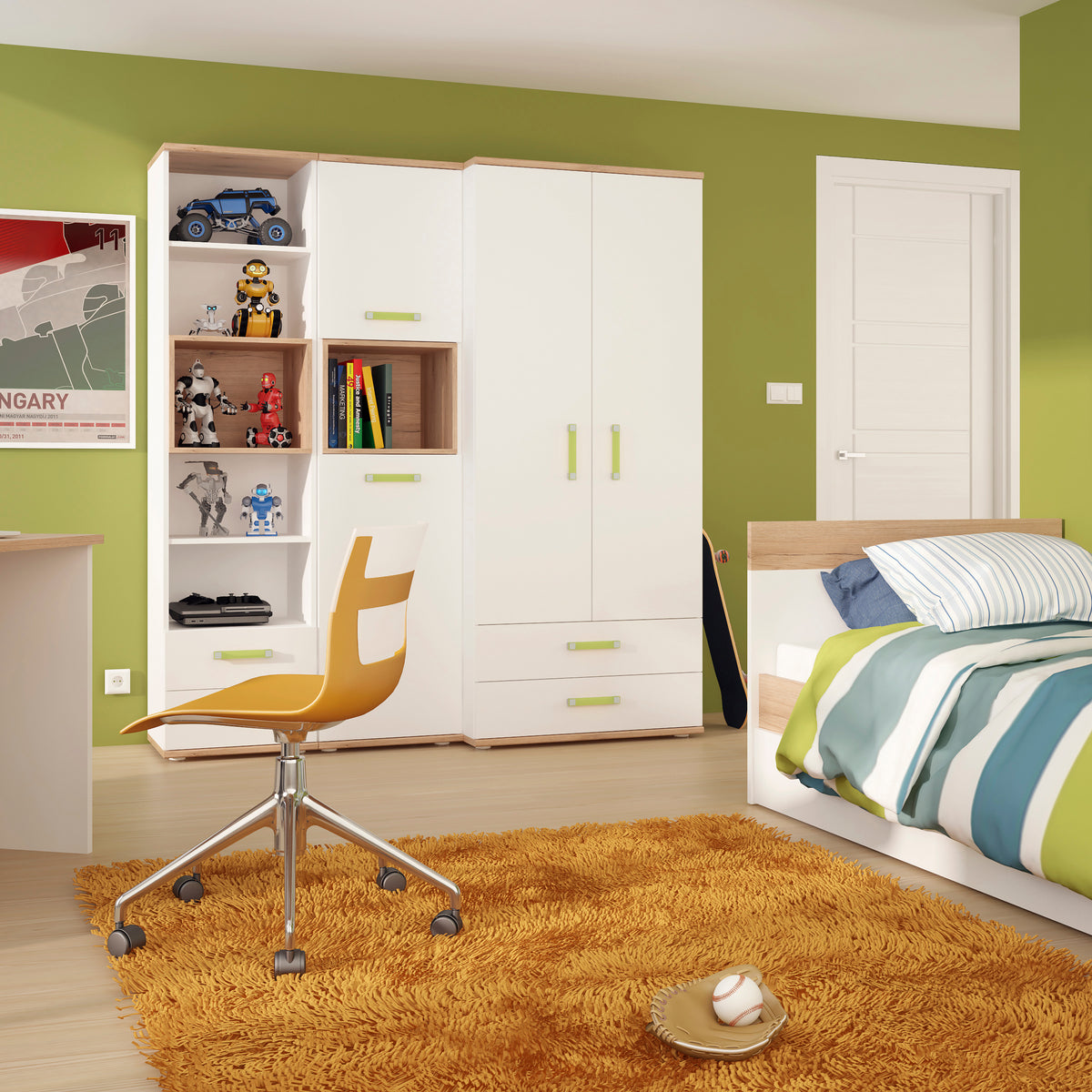 Best 4 Kids 1 Drawer Bedside Cabinet With Lemon Handles