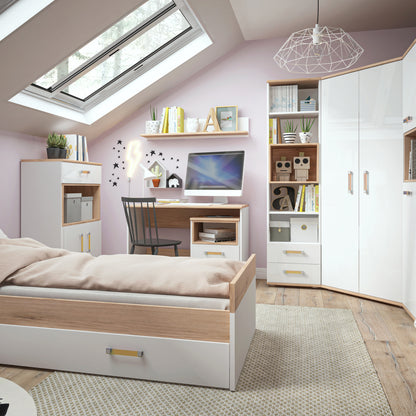 Best 4 Kids 1 Drawer Bedside Cabinet with Orange Handles