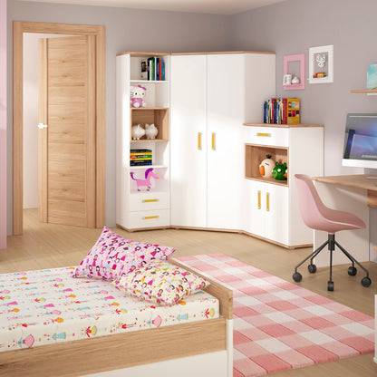 Best 4 Kids 1 Drawer Bedside Cabinet with Orange Handles