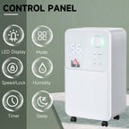 12L/Day Dehumidifier for Home, Laundry Room, Bedroom, Basement, Electric Moisture Air De-Humidifier with 4 Modes, Continuous Drainage, 24H Timer, Digital Humidity Display