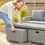 Outsunny Six-piece Rattan Garden Furniture Set with Reclining Armchairs - Dark Grey