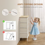 HOMCOM Fabric Chest of Drawers, Industrial Bedroom Dresser with 8 Fabric Drawers, Steel Frame and Wooden Top for Nursery, Living Room, Hallway, Maple Wood-effect
