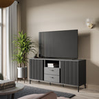 Larson TV Cabinet 2 Door 2 Drawer in Black Graphite
