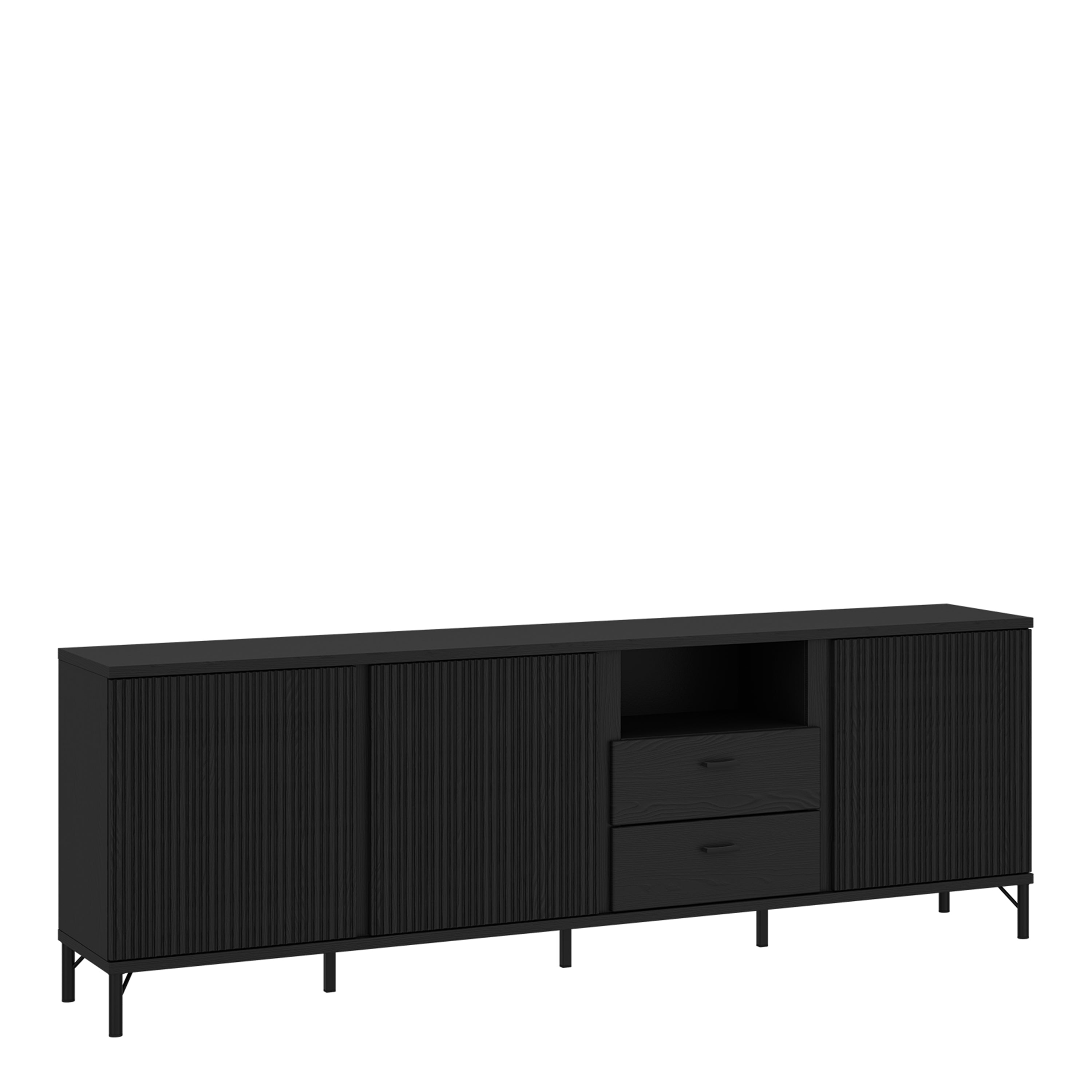 Larson TV Cabinet 3 Door 2 Drawer in Black Graphite