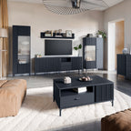 Larson TV Cabinet 3 Door 2 Drawer in Black Graphite