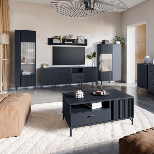 Larson TV Cabinet 3 Door 2 Drawer in Black Graphite