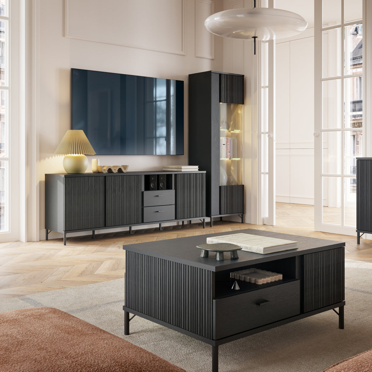Larson Display Cabinet 1 Door in Black Graphite