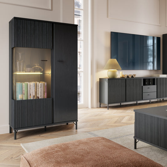 Larson Display Cabinet 2 Door in Black Graphite