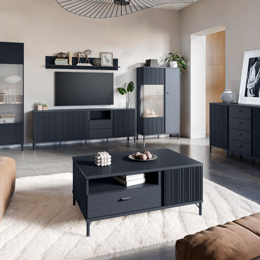 Larson Display Cabinet 2 Door in Black Graphite