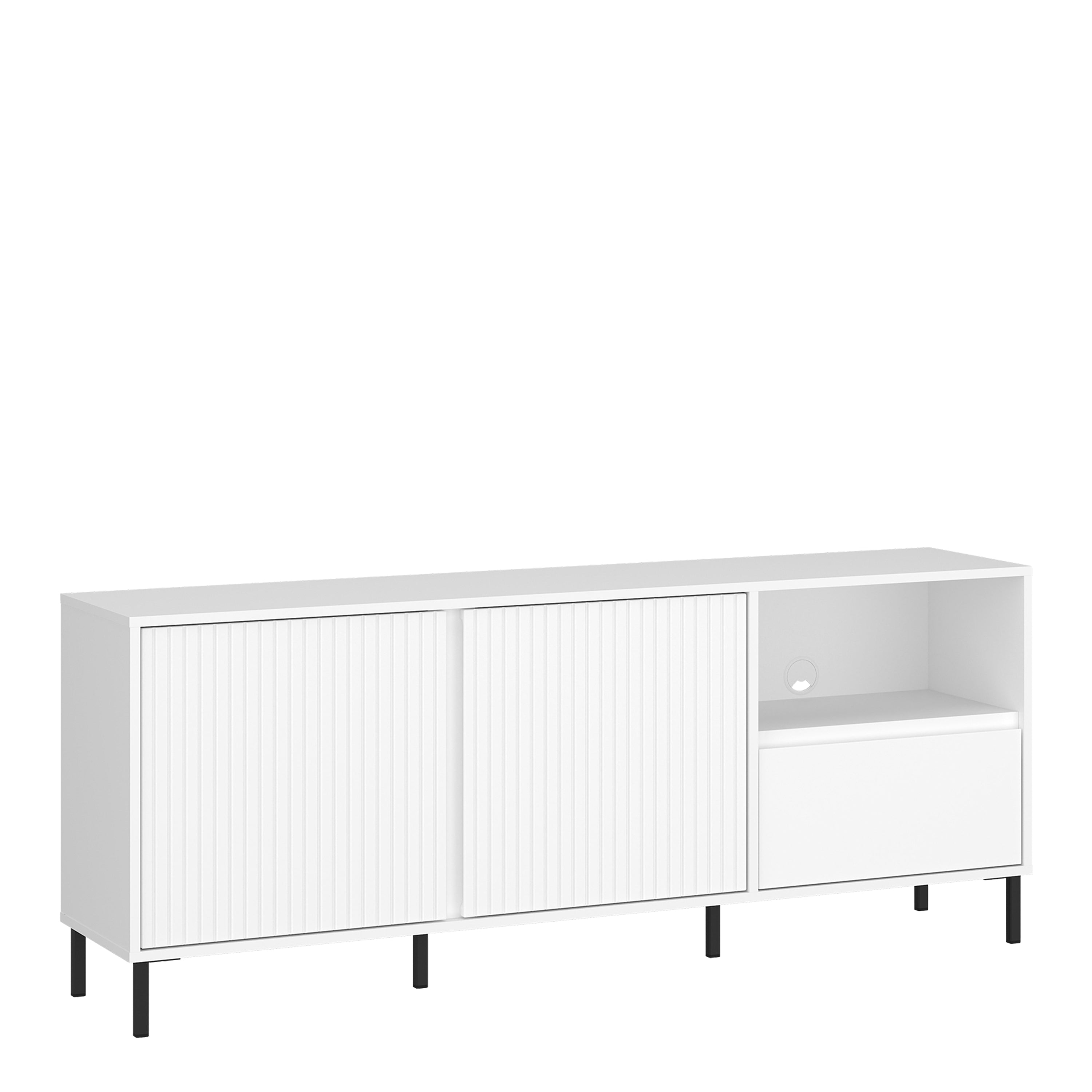 Avery Wide TV Cabinet 2 Door 1 Drawer in Alpine White High Gloss