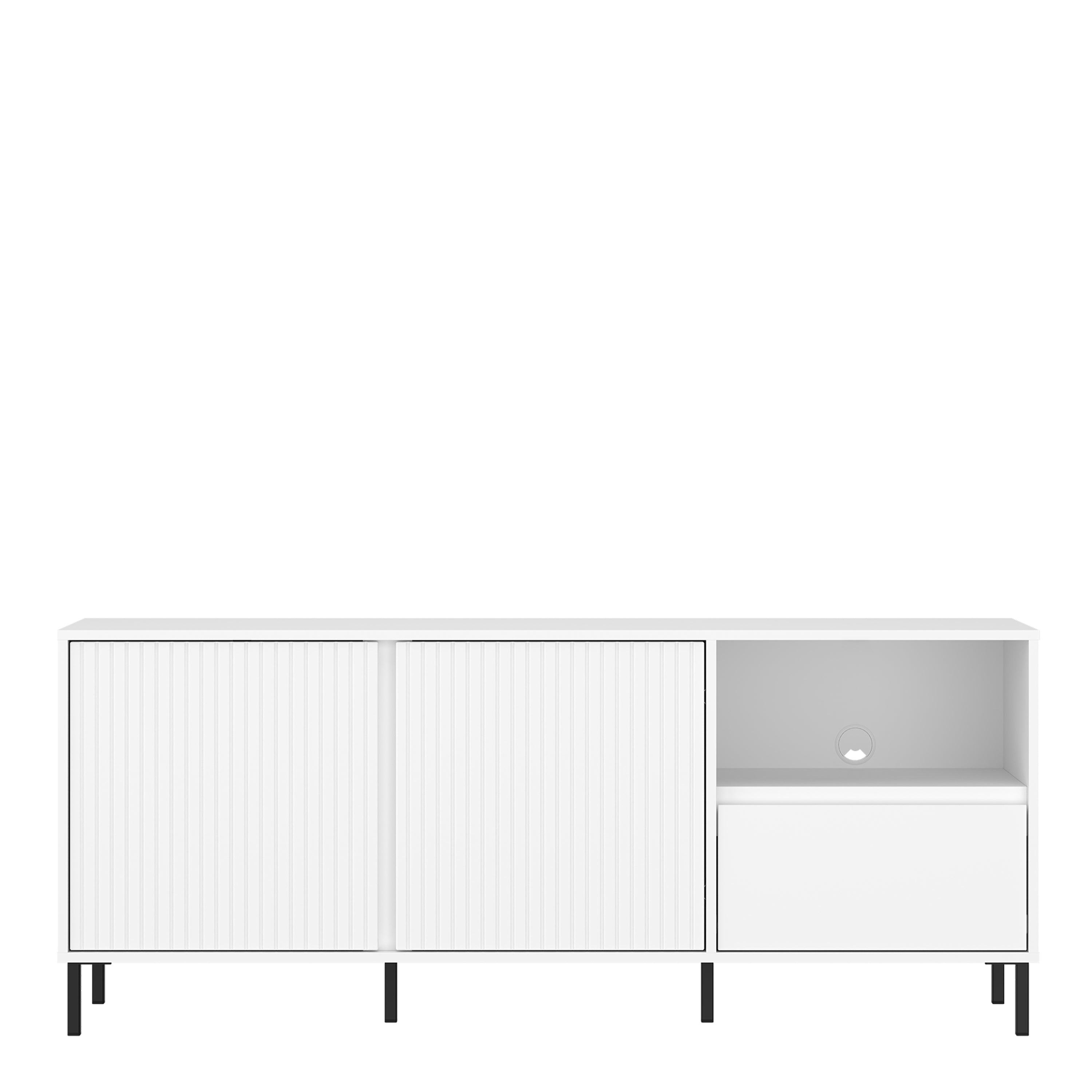 Avery Wide TV Cabinet 2 Door 1 Drawer in Alpine White High Gloss