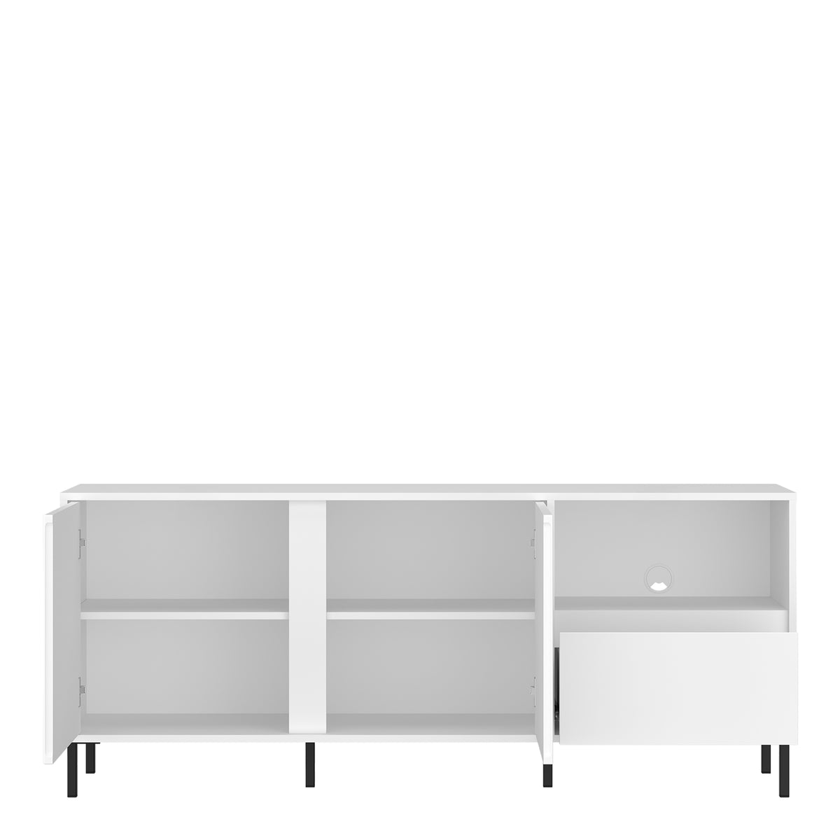 Avery Wide TV Cabinet 2 Door 1 Drawer in Alpine White High Gloss