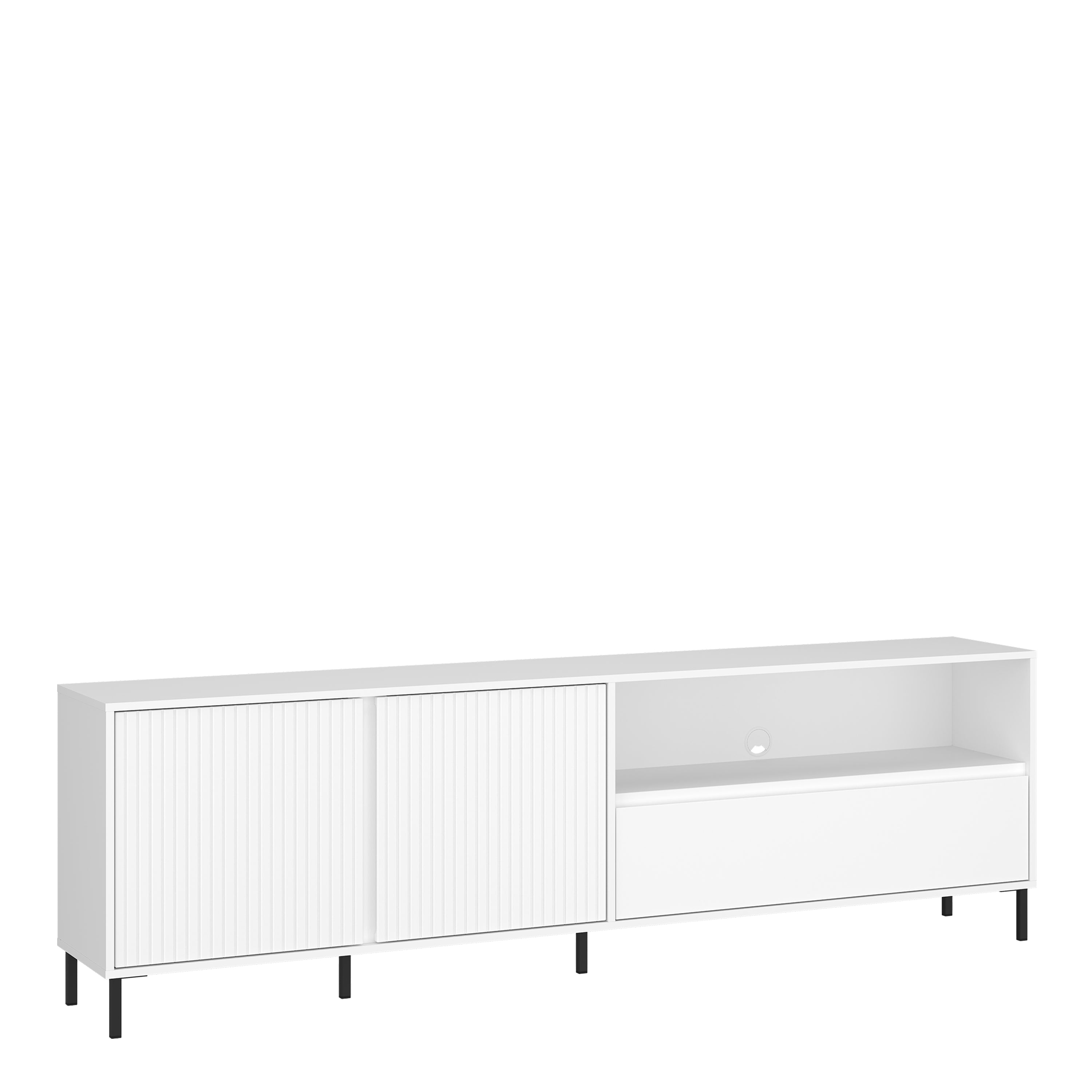 Avery TV Cabinet 2 Door 1 Drawer in Alpine White High Gloss