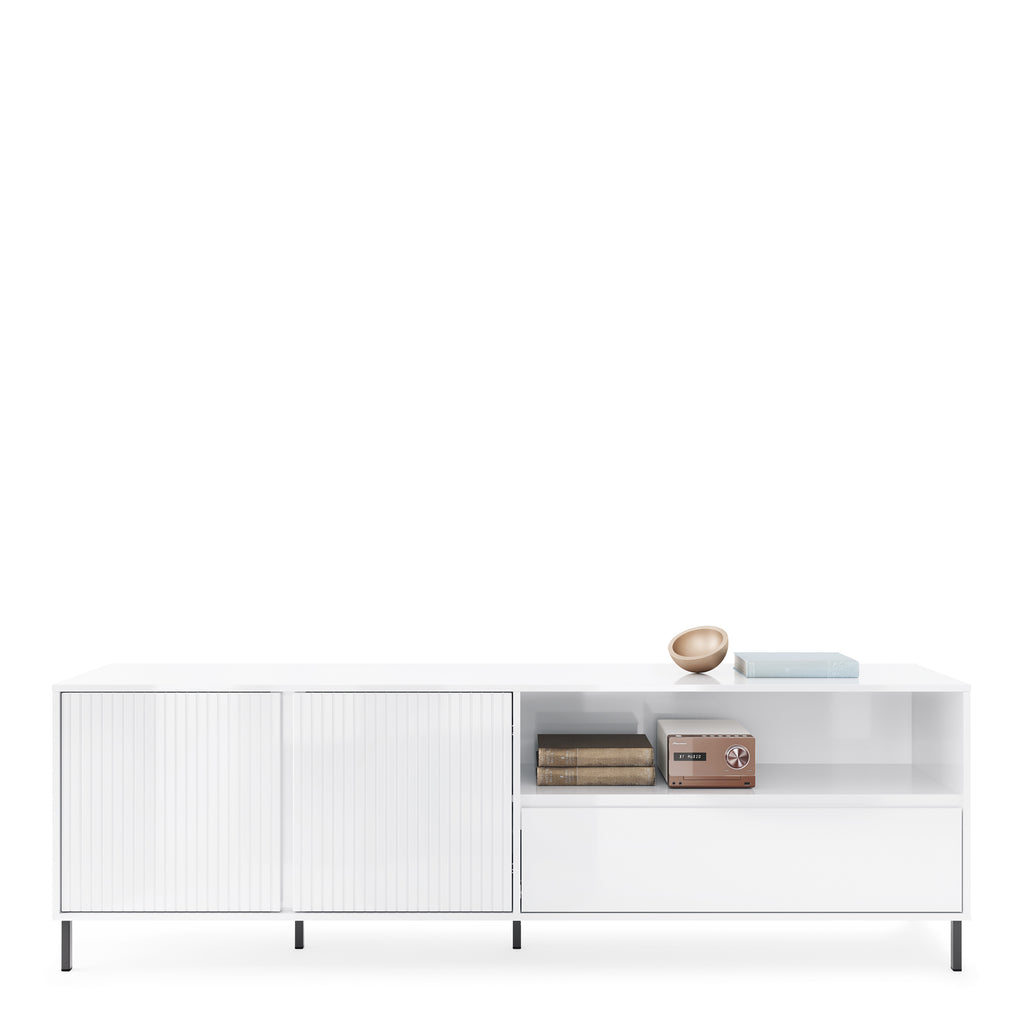 Avery TV Cabinet 2 Door 1 Drawer in Alpine White High Gloss