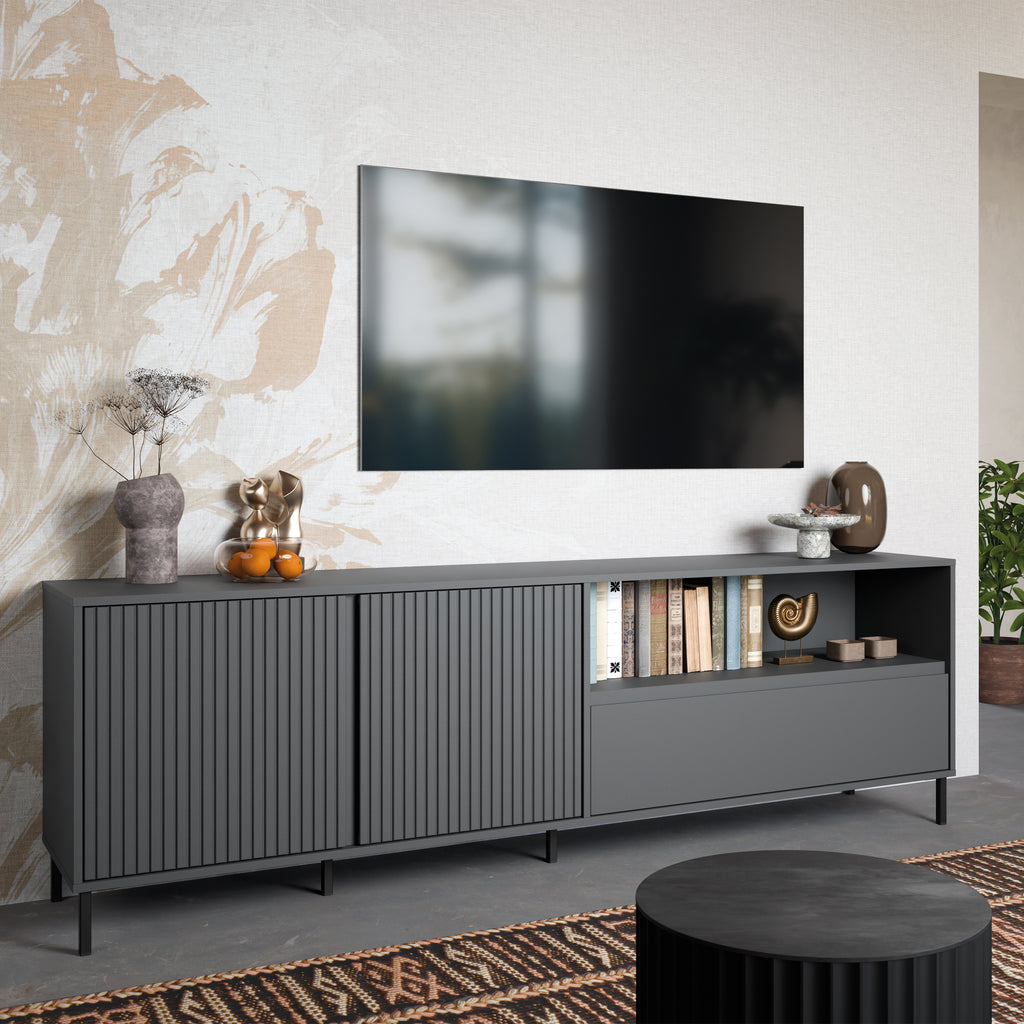 Avery TV Cabinet 2 Door 1 Drawer in Anthracite