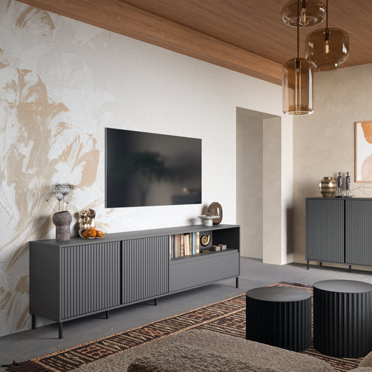 Avery TV Cabinet 2 Door 1 Drawer in Anthracite