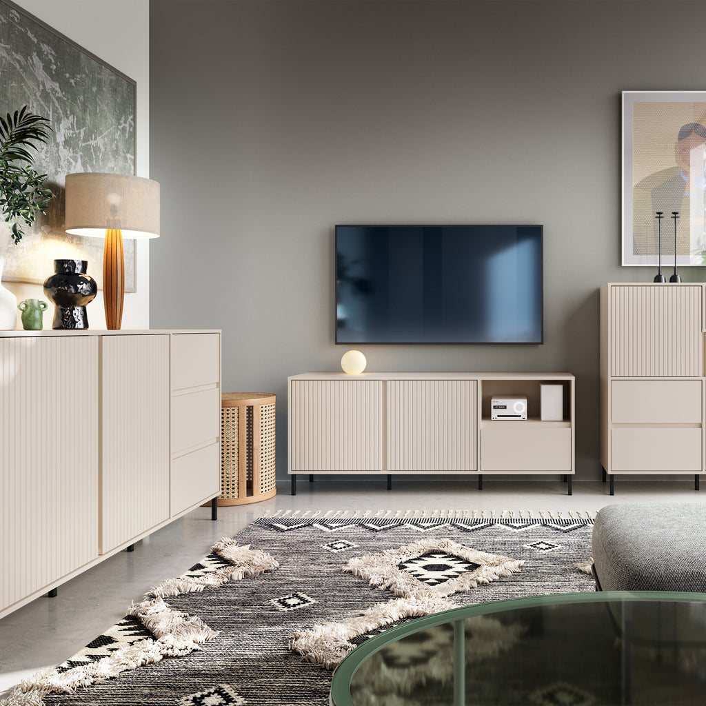 Avery Wide TV Cabinet  2 Door 1 Drawer in Cashmere