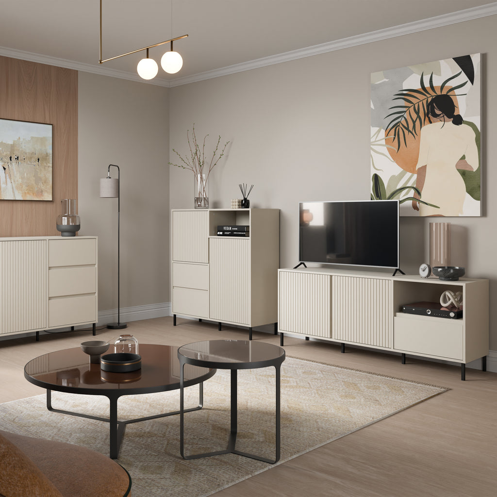 Avery Wide TV Cabinet  2 Door 1 Drawer in Cashmere