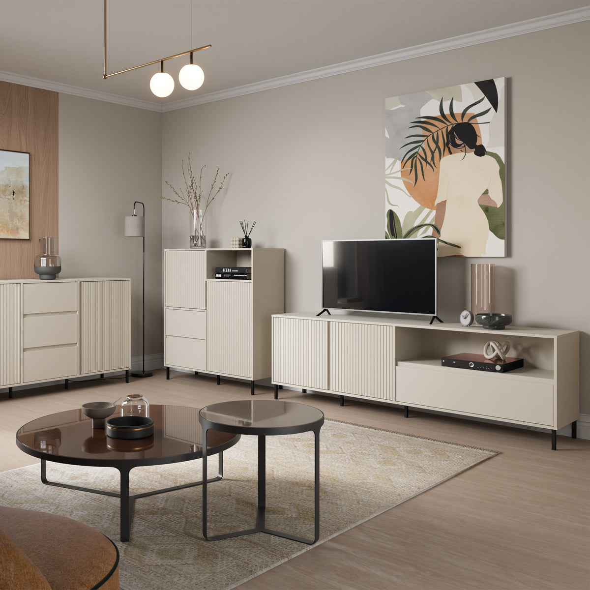 Avery TV Cabinet 2 Door 1 Drawer in Cashmere