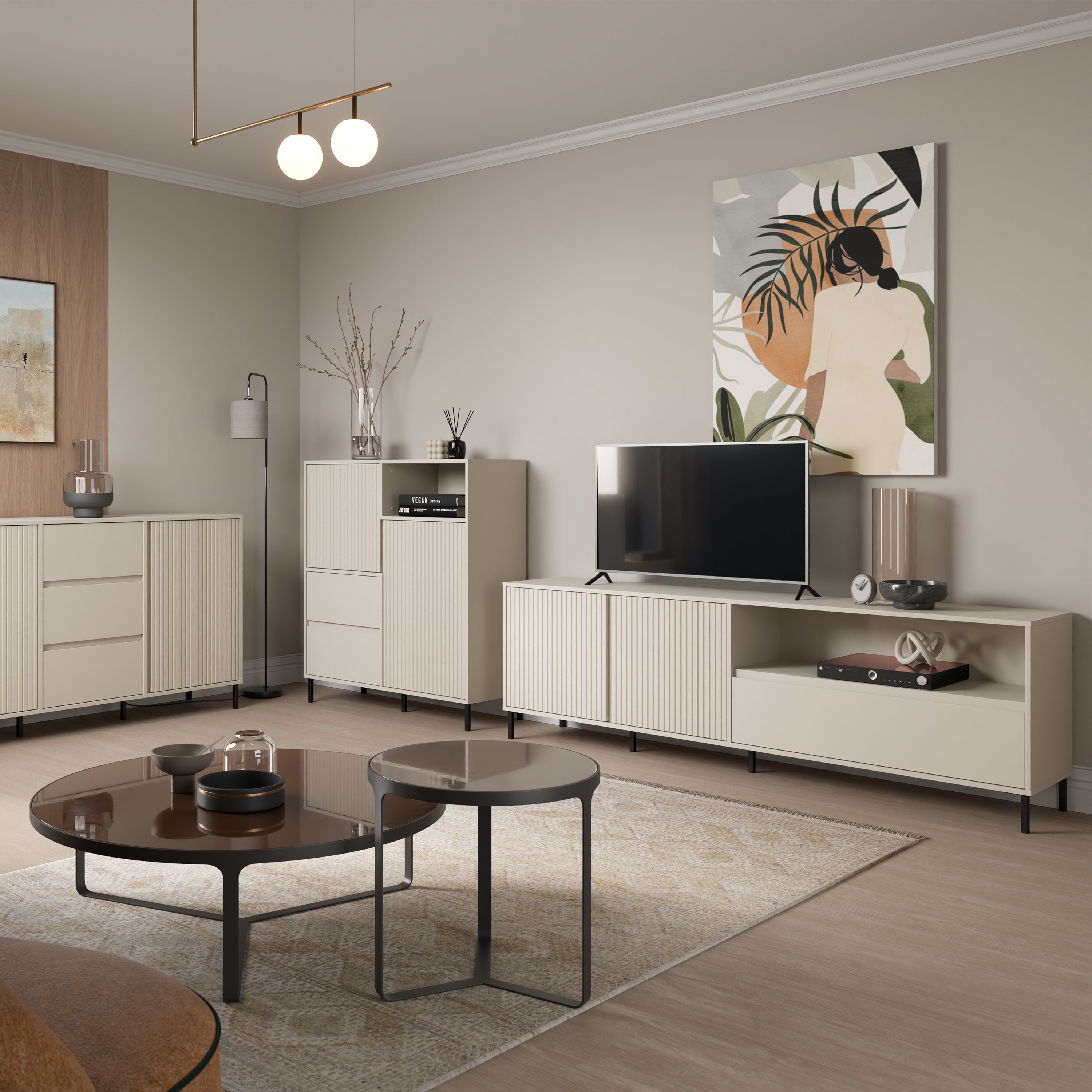 Avery TV Cabinet 2 Door 1 Drawer in Cashmere