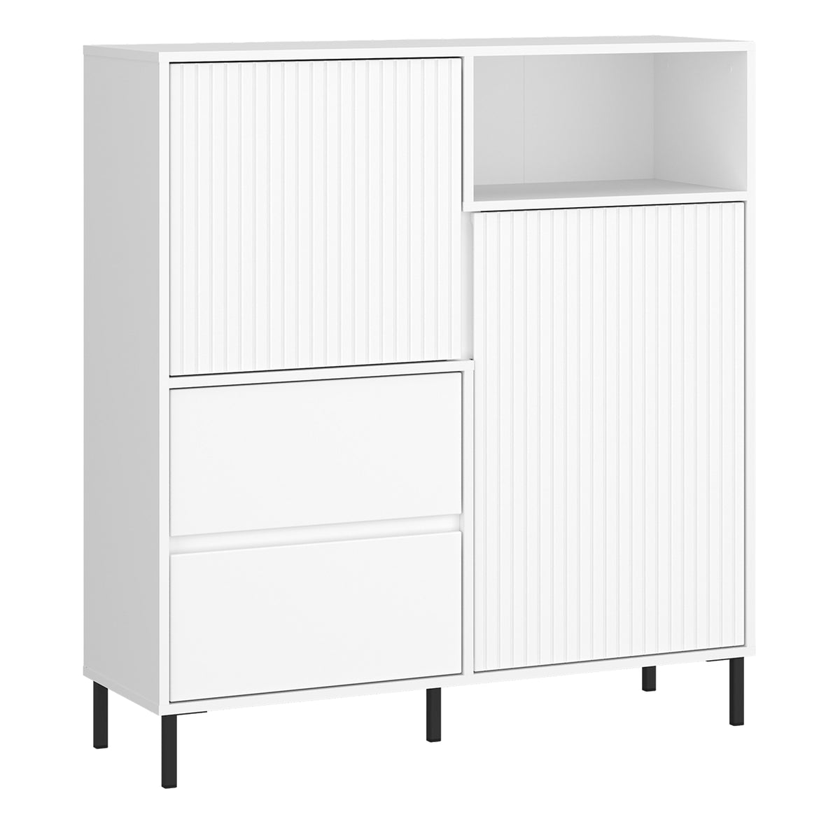 Avery Sideboard 2 Door 2 Drawer in Alpine White High Gloss