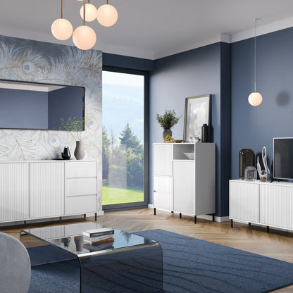 Avery Sideboard 2 Door 2 Drawer in Alpine White High Gloss