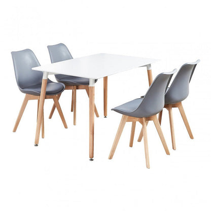 5PCs Dining Set - White Halo Dining Table & Set of 4 Lorenzo Tulip Dining Chairs