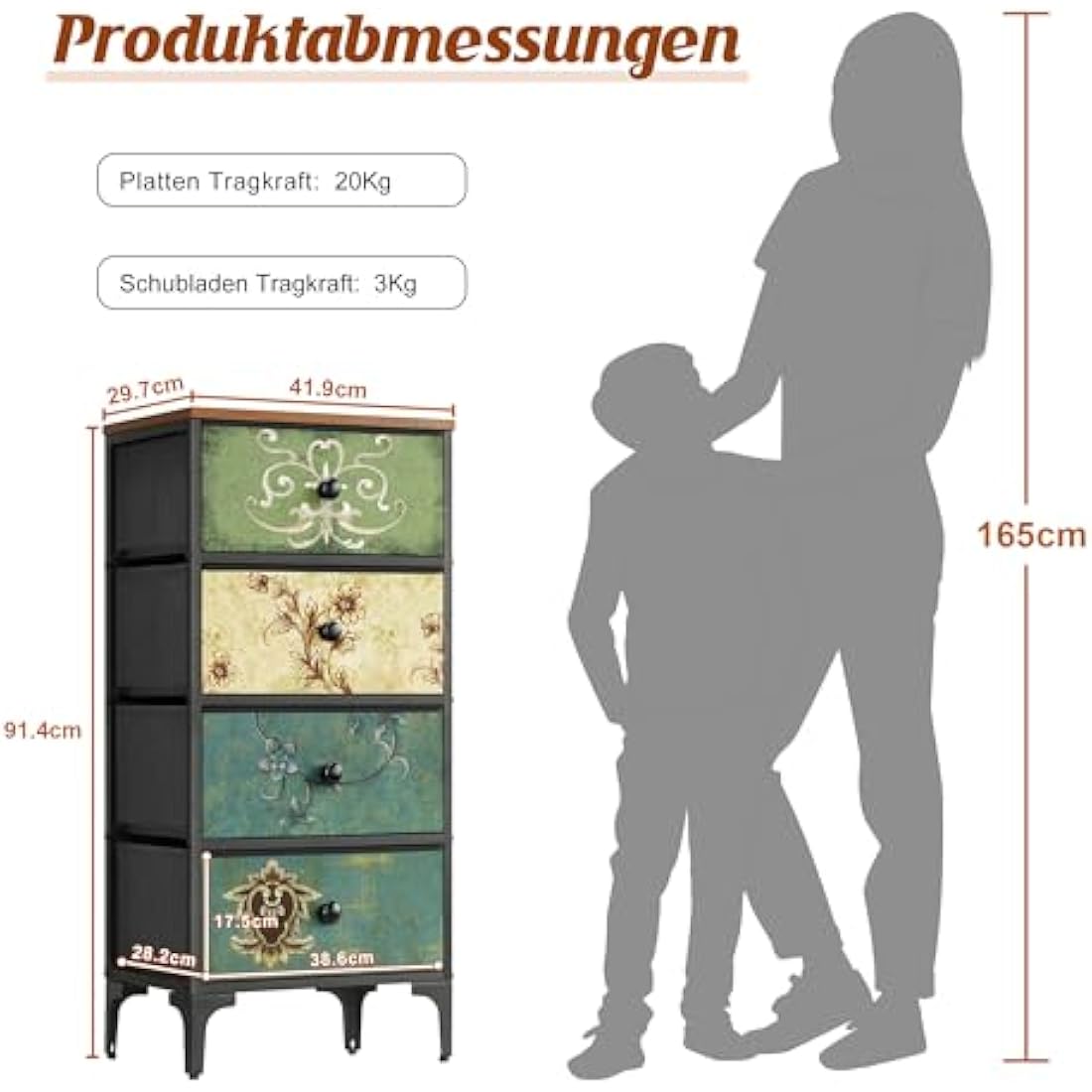 LYNCOHOME 4 Drawer Narrow Chest