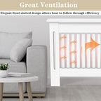 Royalswill Radiator Cover Small, White Painted Vertical Slatted Grill Cabinet Shelf, Tall Covers, MDF Wooden Heating Living Room Furniture Hallway 78(L) x 19(D) 82(H)cm