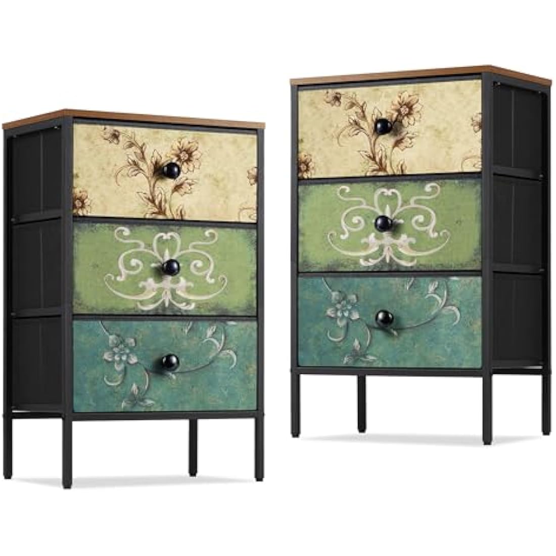 Vintage 3 Drawer Bedsides (Set Of 2)