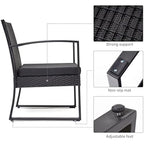 Mondeer Rattan Garden Furniture Set, 3 PCS Patio Bistro Set, 2 Seater Rattan Chairs with Cushions and Coffee Table in Black