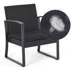Mondeer Rattan Garden Furniture Set, 3 PCS Patio Bistro Set, 2 Seater Rattan Chairs with Cushions and Coffee Table in Black